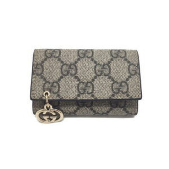 GUCCI Case GG Supreme Leather Beige Rose Pink - Picture 1 of 7